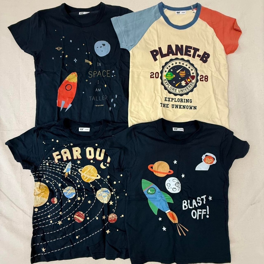 Kids Space-Themed Graphic T-Shirt Bundle (4 Shirts)‎